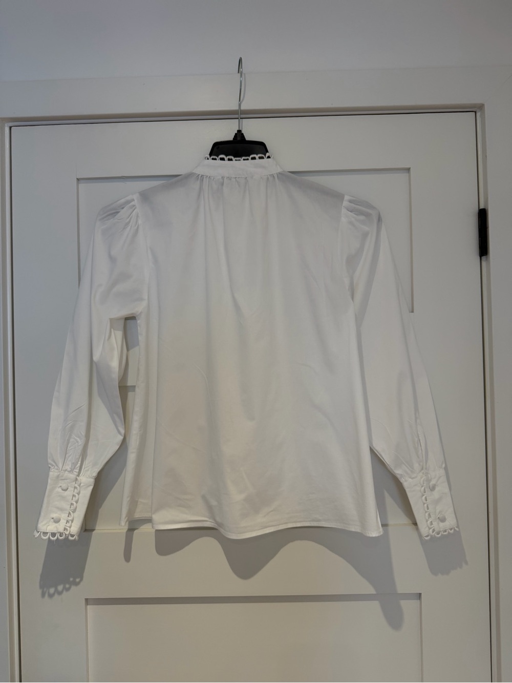 Zara White Ruffle-Trim Button-Down Blouse - Picture 2 of 6